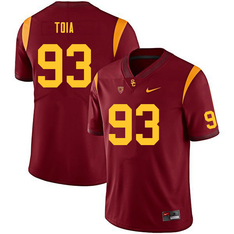 Men #93 Jay Toia USC Trojans College Football Jerseys Sale-Cardinal
